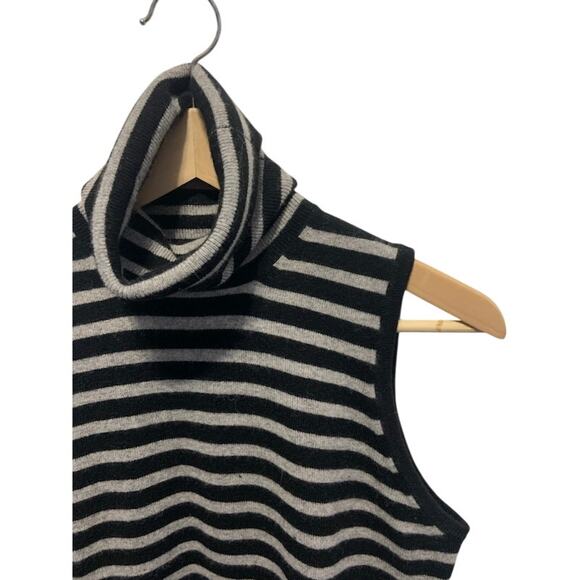 Banana Republic Cashmere Sleeveless Sweater Tank Turtleneck Black Gray women's M - Picture 3 of 7